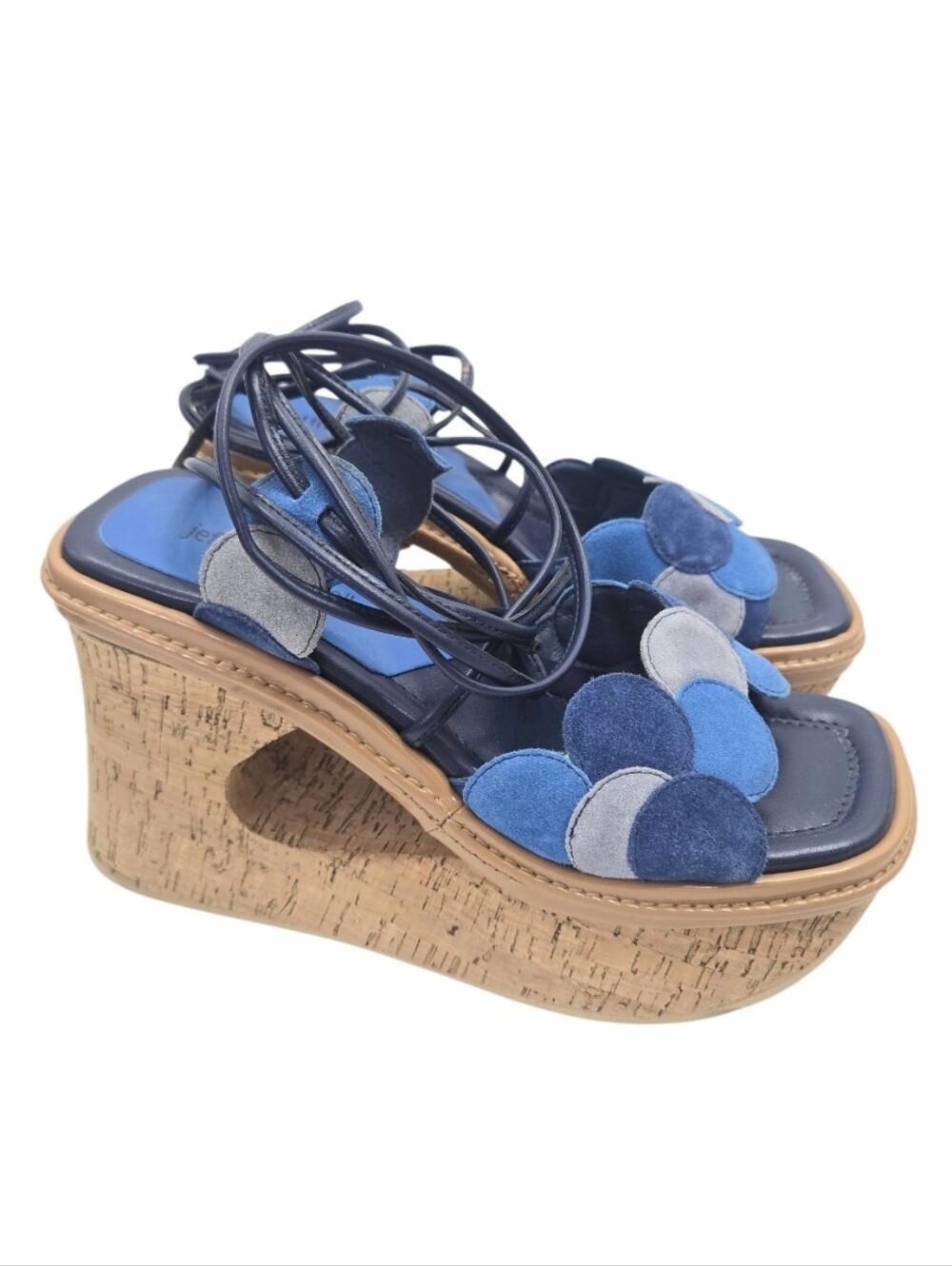 Jeffrey Campbell Platform Lace-Up Sandals in Blue Suede